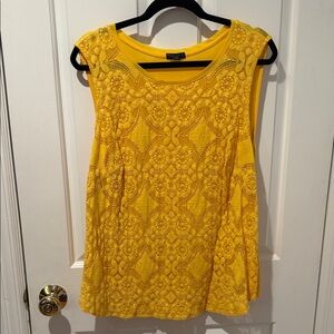 Hannah Sunny Yellow Lace Tank Top